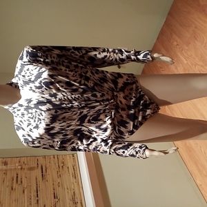 Marc Allan Animal Print Bodysuit Blouse Crossover Style Size 10